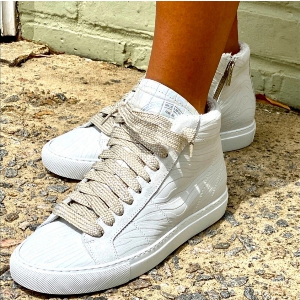 P448 Star White Zebra Nubuck High Top Sneakers Women’s 36 / US 6–6.5 Lace Zip
